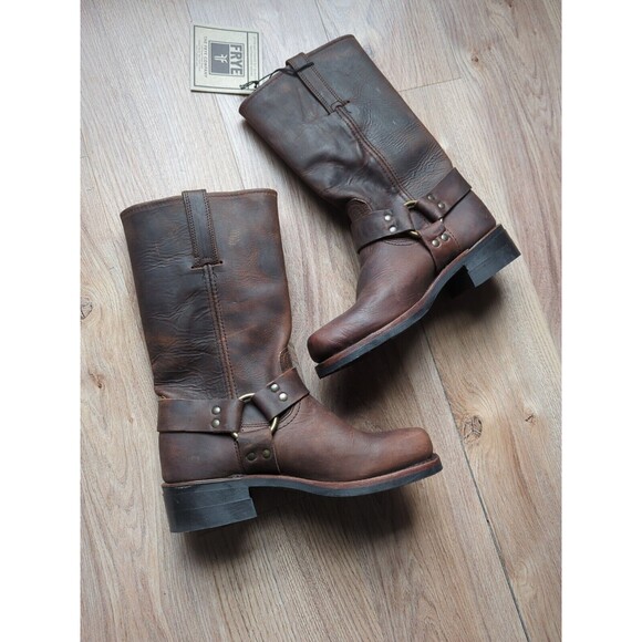 Frye Shoes - Frye 12R Harness Leather Boots Biker Moto Square Toe